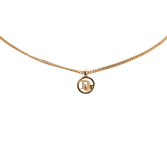 Pre-Loved Dior Gold Plated Logo Pendant Necklace - Picture 1 of 5